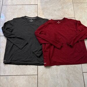 Free Country Men's Charcoal and Burgundy Long Sleeve Tees